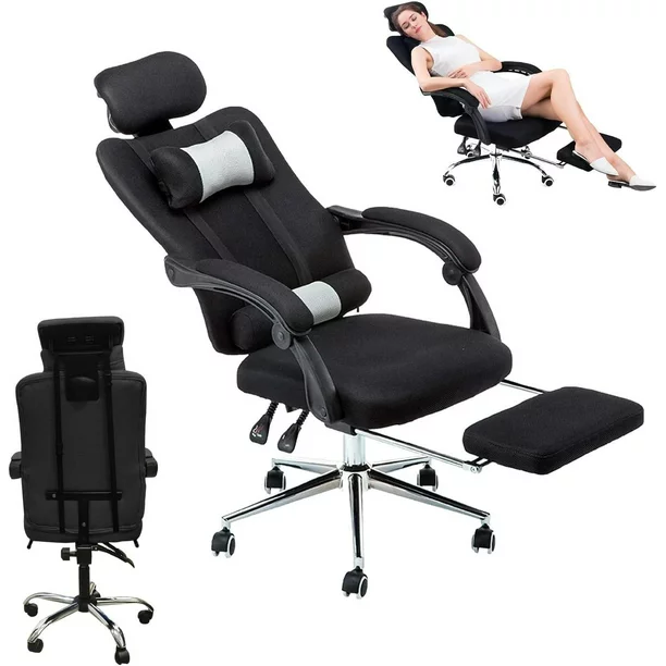 Silla Ejecutiva Ergon&oacute;mica Con Altura Ajustable de Escritorio Sill&oacute;n para Oficina con Reposacabezas Y Reposapies Incluye Coj&iacute;n Lumbar Lumax color Negro