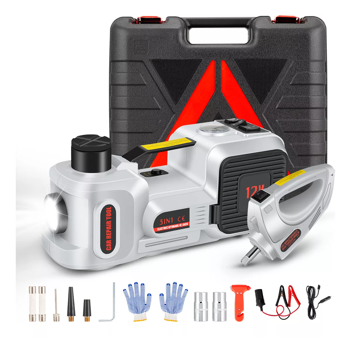 5 En1 Gato Hidráulico Eléctrico Automotriz 5 Ton 12v Con Luz