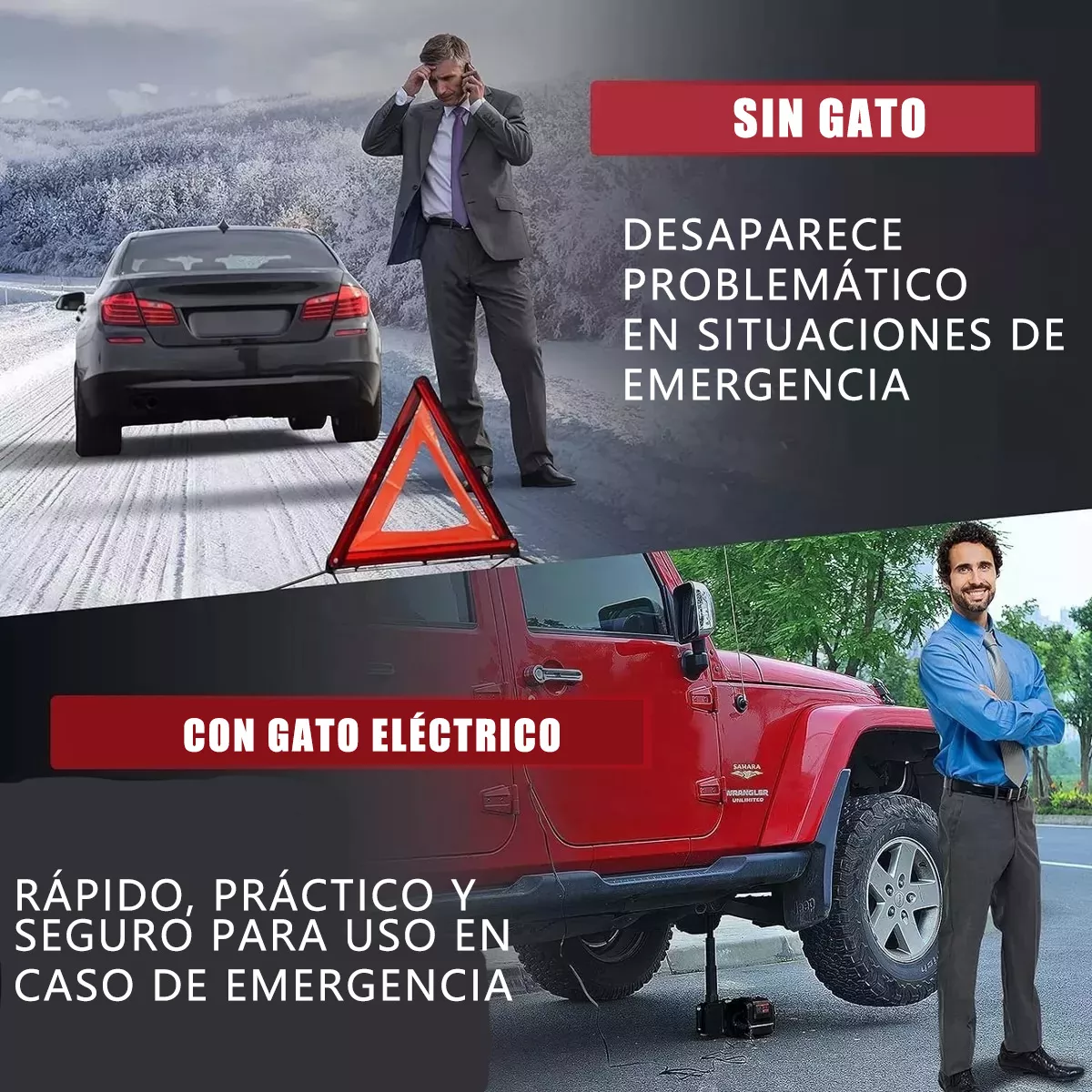 ATVERCE Gato Hidráulico Eléctrico Para Automóviles 12v 5 Ton 3 En 1
