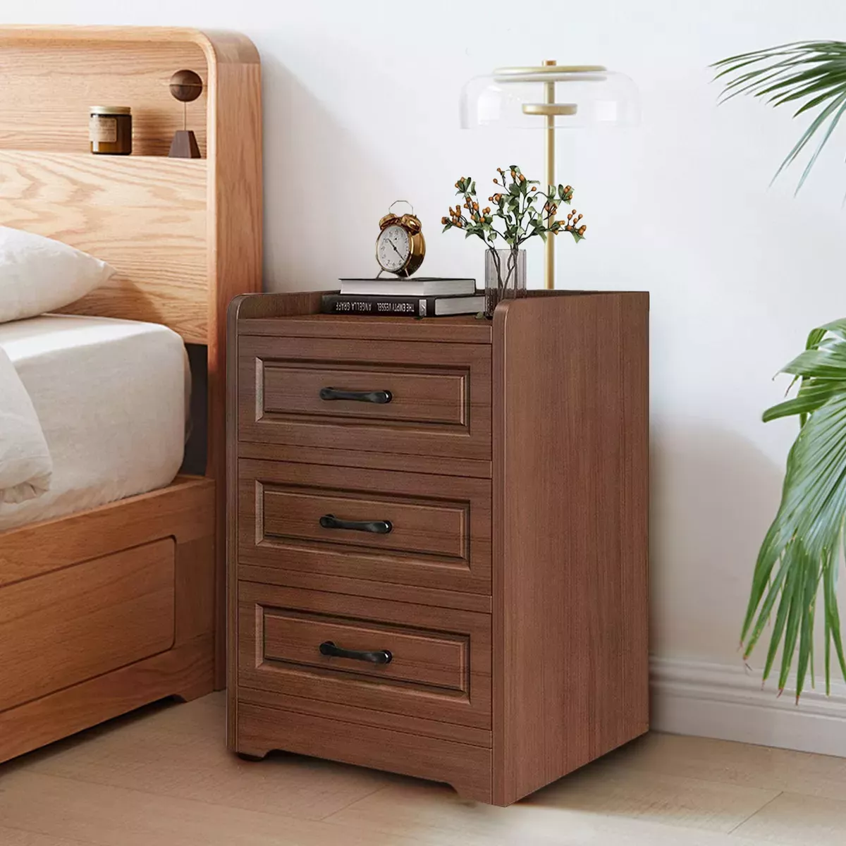 Mesita De Noche Mesa Auxiliar La Cama Moderna Con 3 Cajones