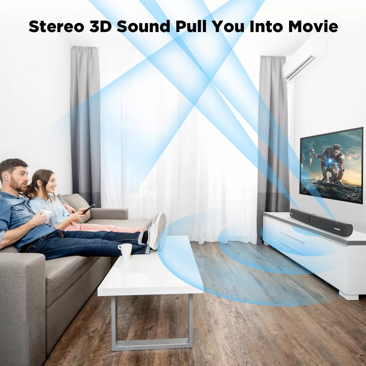 Barra De Sonido Assistrust, Barra De Sonido De 90 W Para Smart Tv, Barra De Sonido Bluetooth 5.0 Con Conexión Cableada E Inalámbrica, Aumento Automático De Volumen, Cables Arc/óptico/aux Y Control