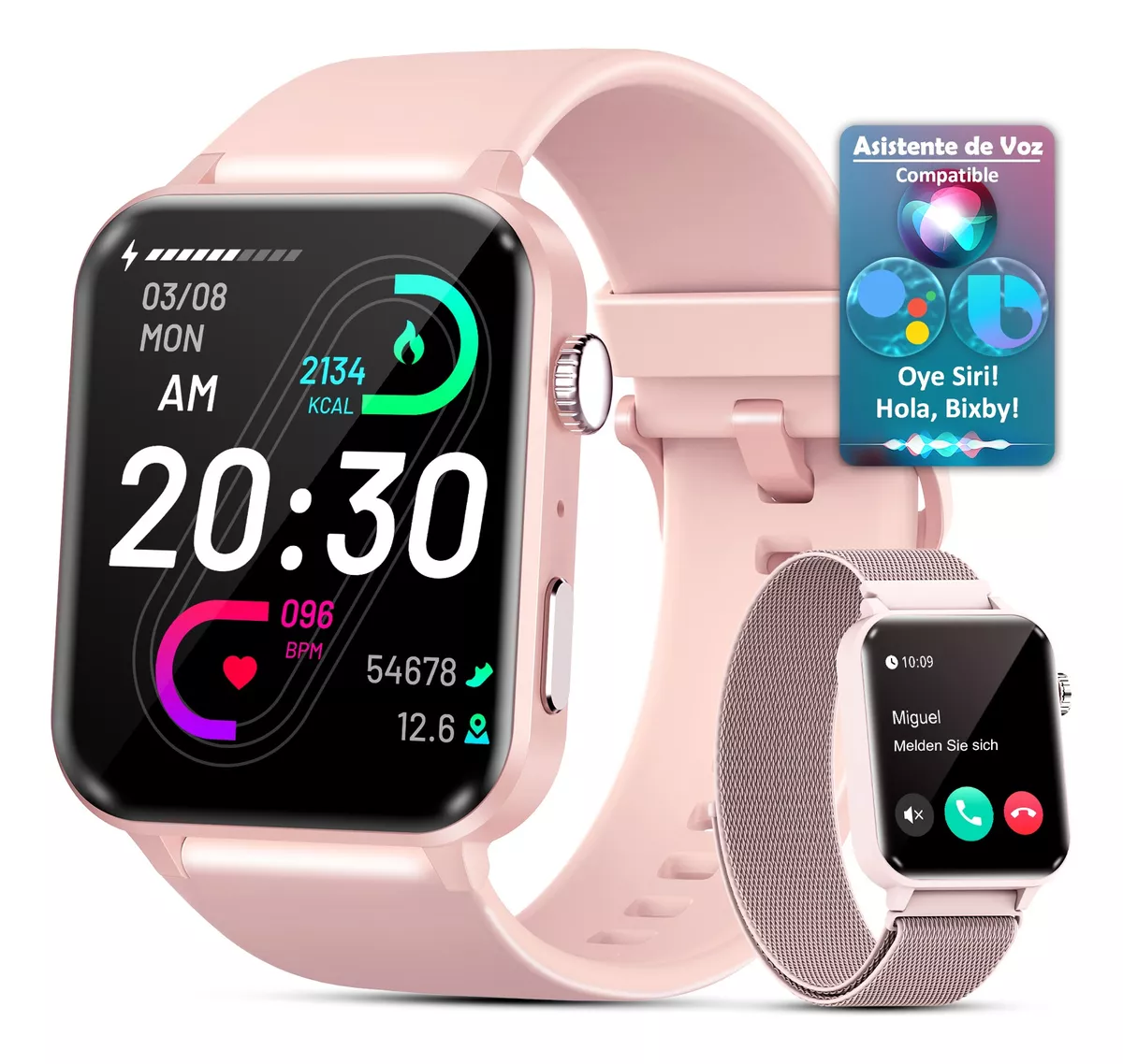 Reloj Inteligente Mujer, Smartwatch, Llamada, Asistente Voz