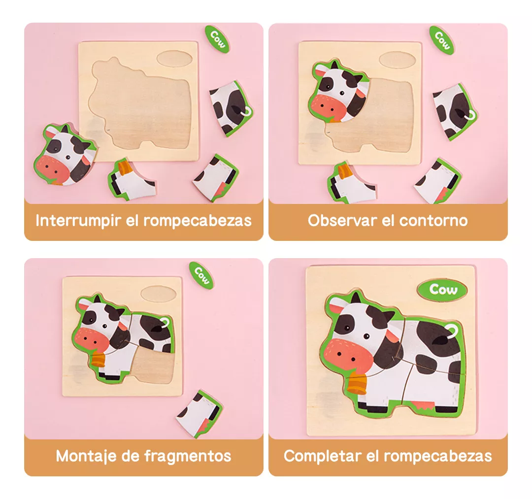 20 Rompecabezas Madera Figuras Surtidas Niños Juguete Puzzle