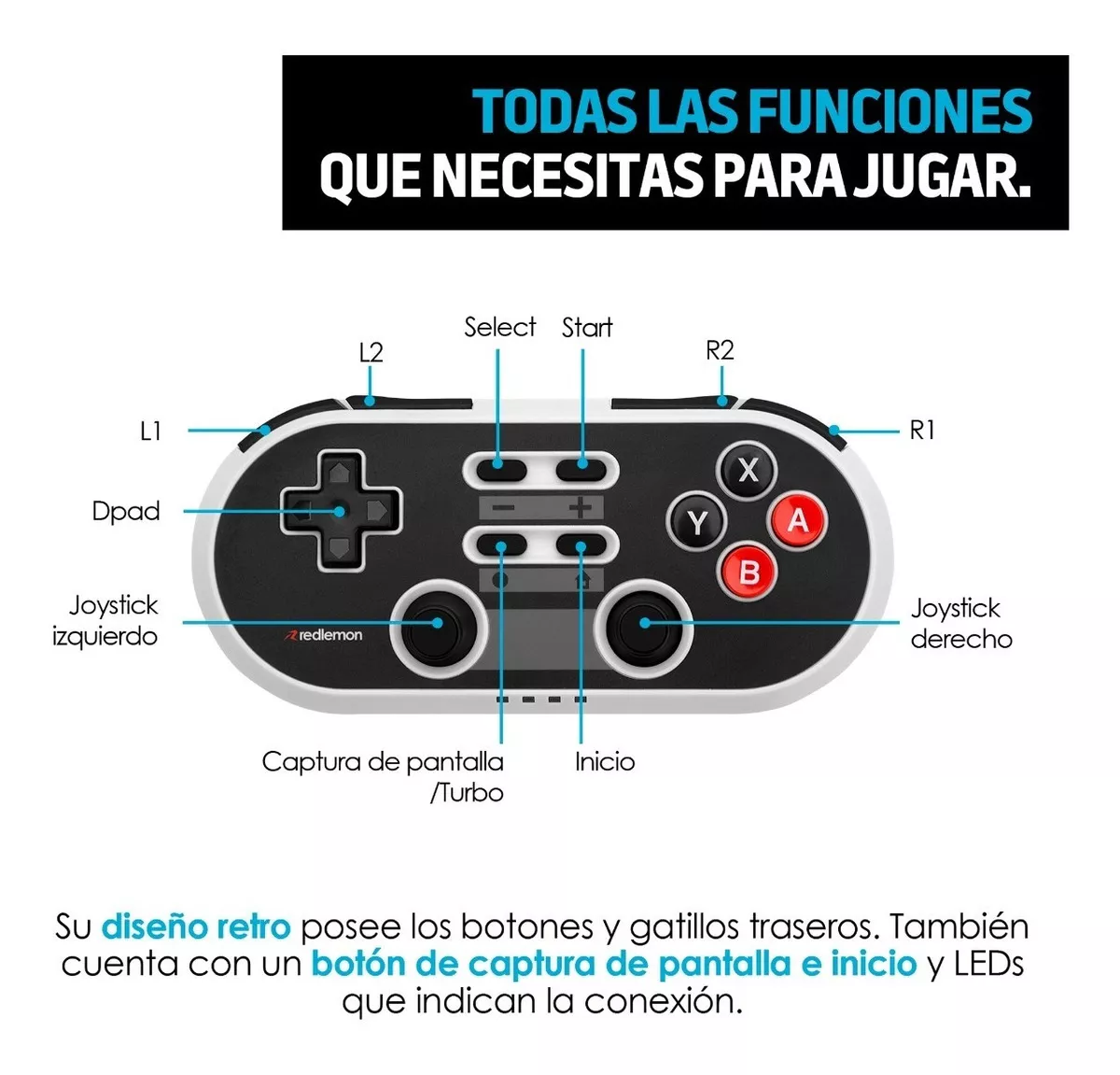 Control para Nintendo Switch Retro Inalámbrico con Diseño Clásico, Compatible con Switch, Switch Lite, Switch OLED, PC, Android y PS3, Conexión Bluetooth Hasta 10 Metros, Batería Recargable