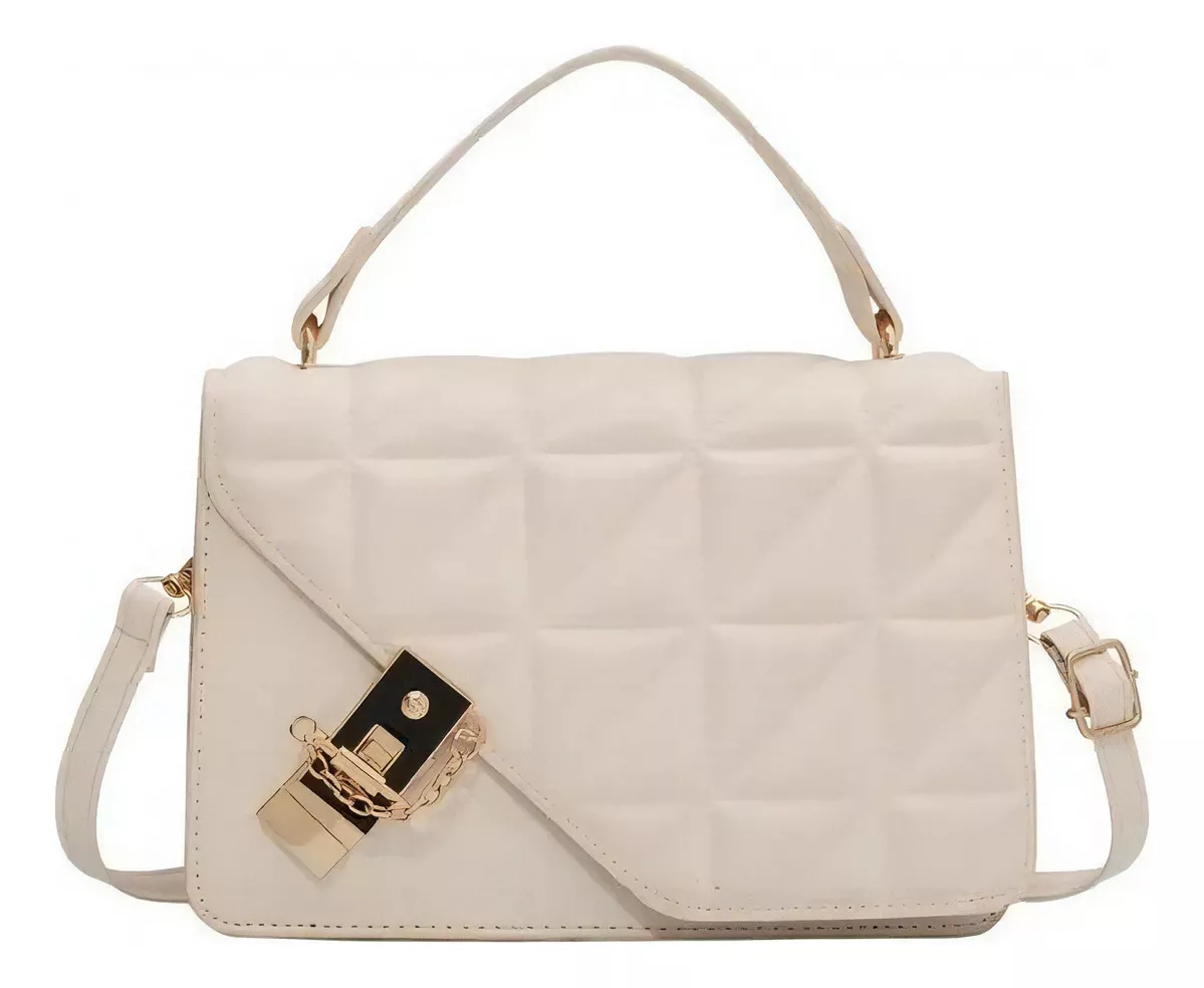 Bolso Bandolera De Un Hombro Con Cadena De Metal Para Mujer color Blanco