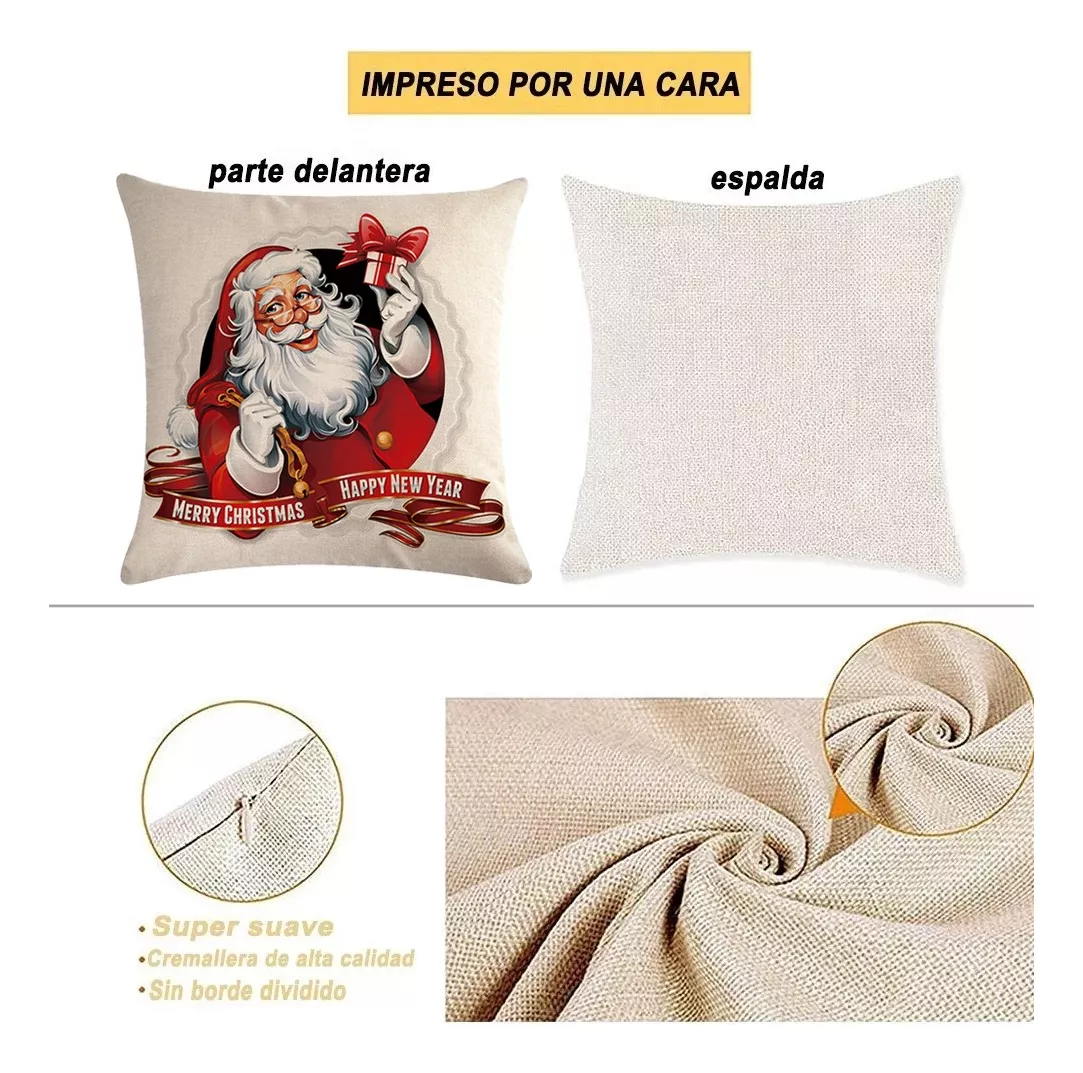 Funda De Almohada De Cojín Navidad Con Diseño Navideño 6pcs