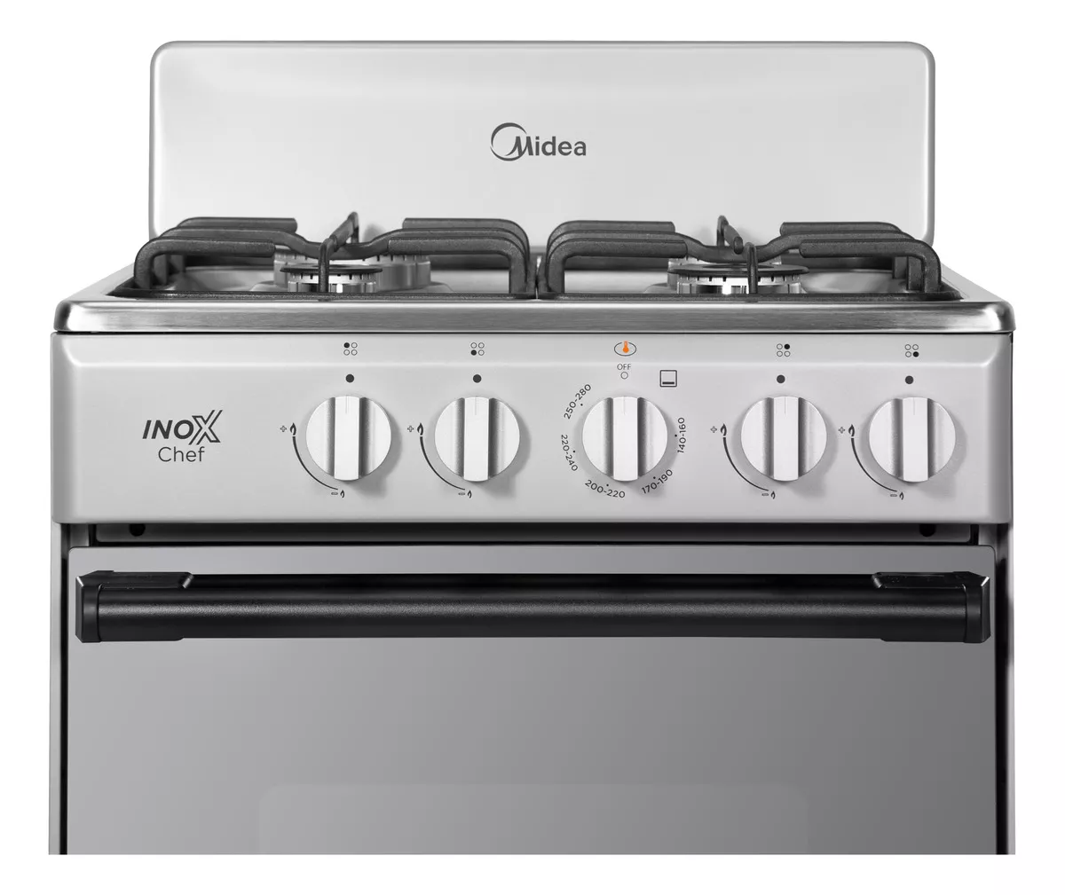 Estufa De Piso Midea Con Copete 20 Inox Chef Silver