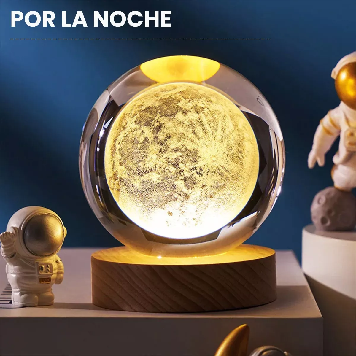 2pcs Led Luz De Noche 3d Luna Saturno Bola De Cristal