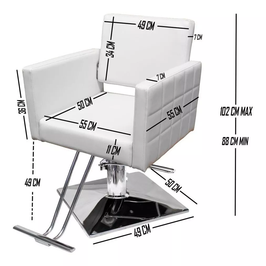 Silla Barberia Estetica Sillon Cuadrado Salon Hidráulico Spa