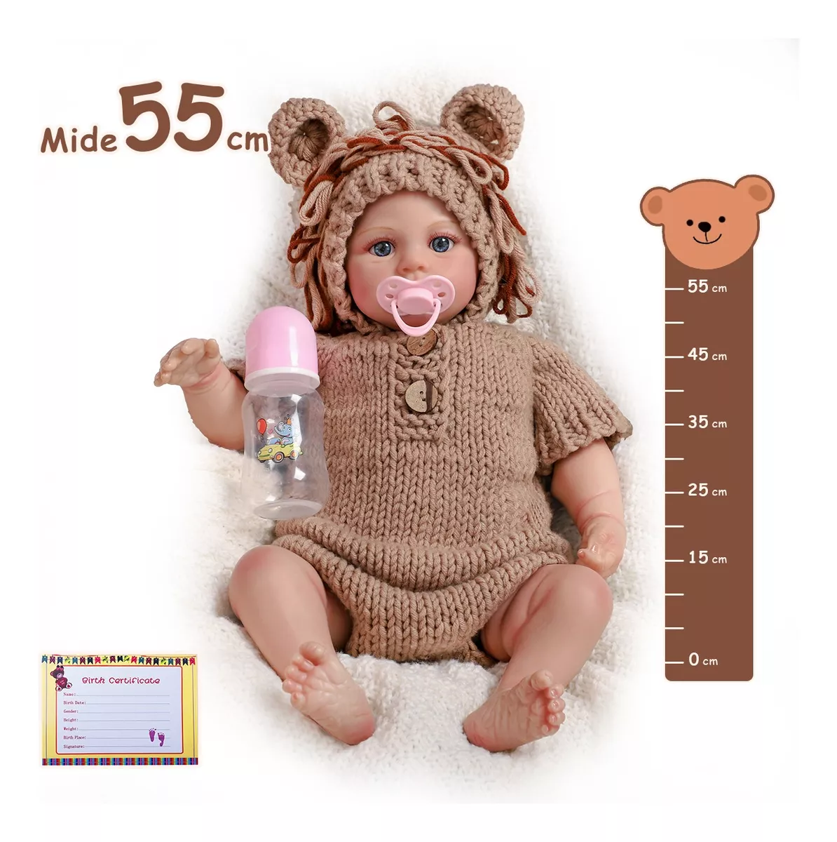 55cm Mu&ntilde;eca De Beb&eacute; Reborn Beb&eacute; Ni&ntilde;a De Silicona Y Algod&oacute;n