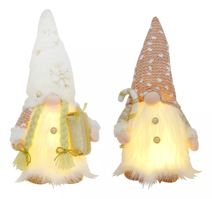 2 Pcs Gnomos Navide&ntilde;os Con Luz Led Decoraciones Navide&ntilde;as
