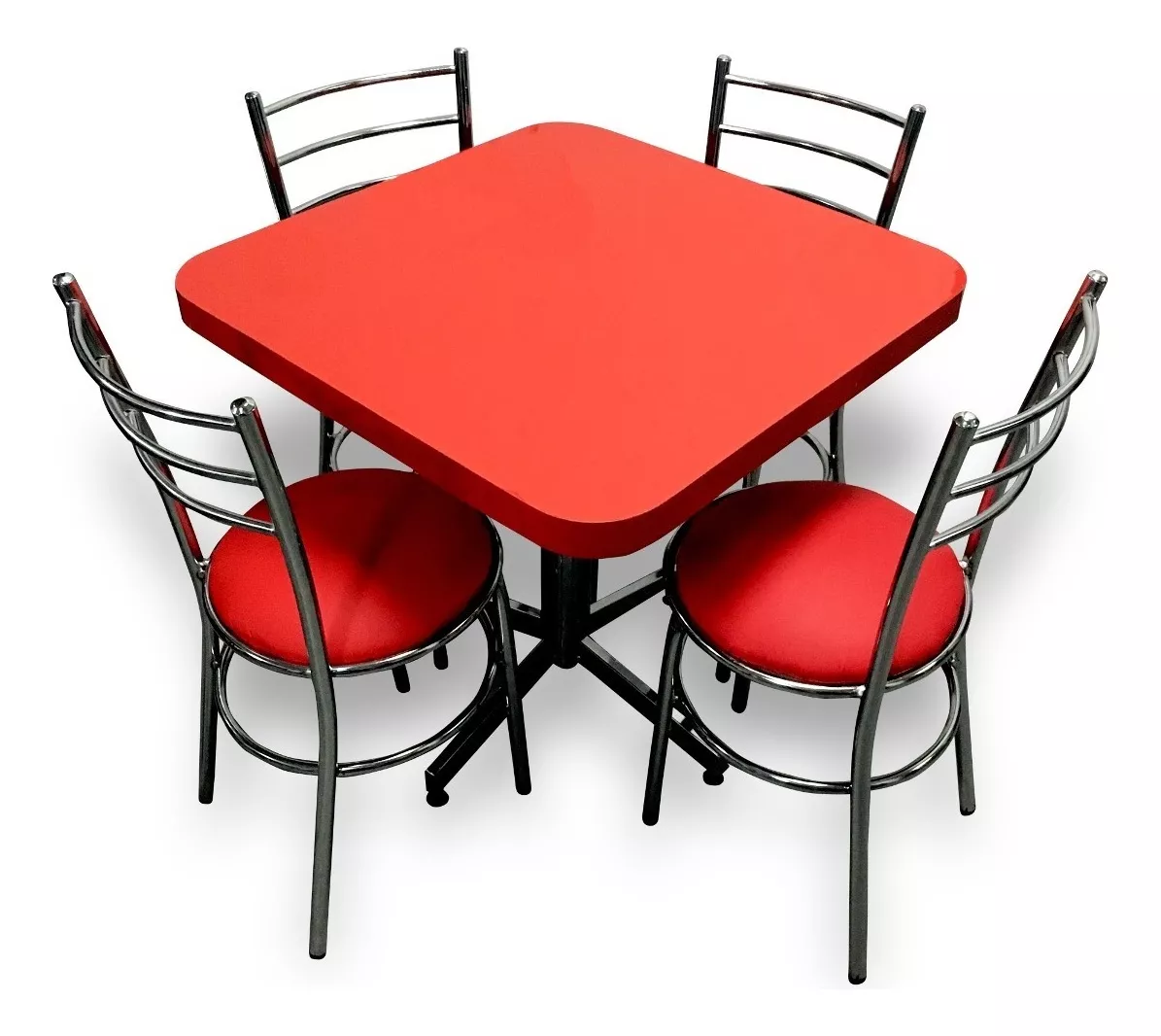 Mesa Con Sillas Para Restaurante Bar Cocina Lounge Cafetería color Rojo