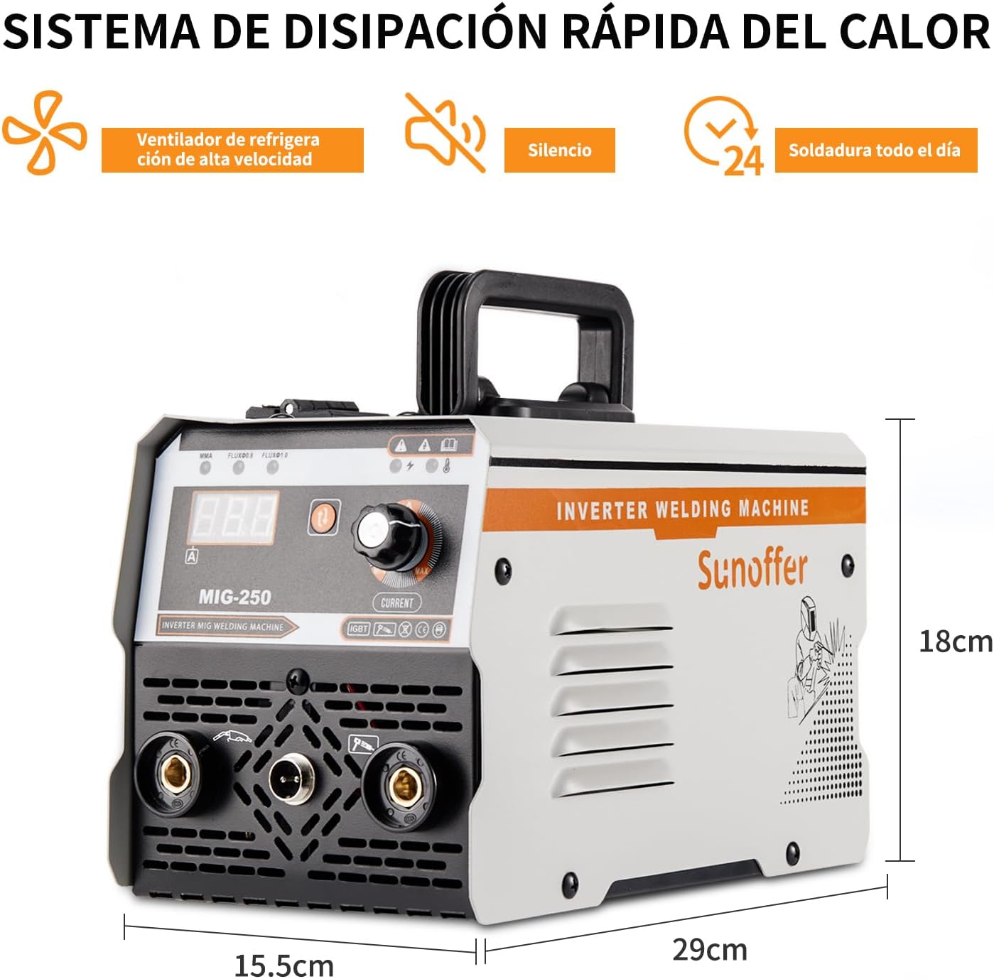Soldadora port&aacute;til de doble voltaje 110/220V con inversor digital IGBT y pantalla digital LED