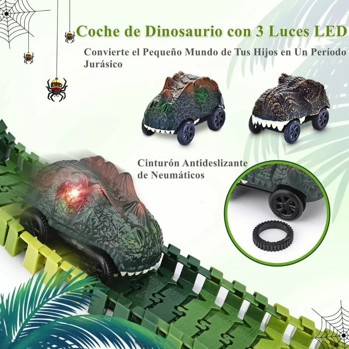 156pzs Pista Carreras Juguete Dinosaurio Felxible Para Niños