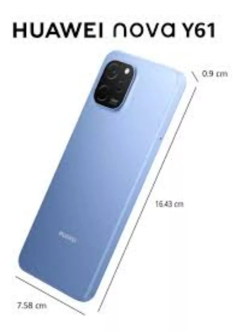 Celular Huawei Nova Y61 6.52 Hd+ Lte 128 Y 8gb Ram Supercarga 22.5w Nfc Garantía Nacional Sellados