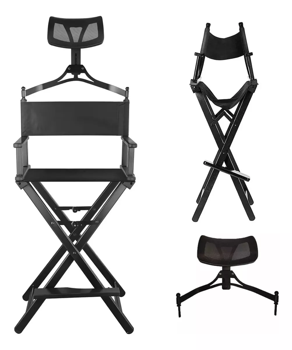 Silla Alta De Director Maquillaje Belleza Portatil Plegable