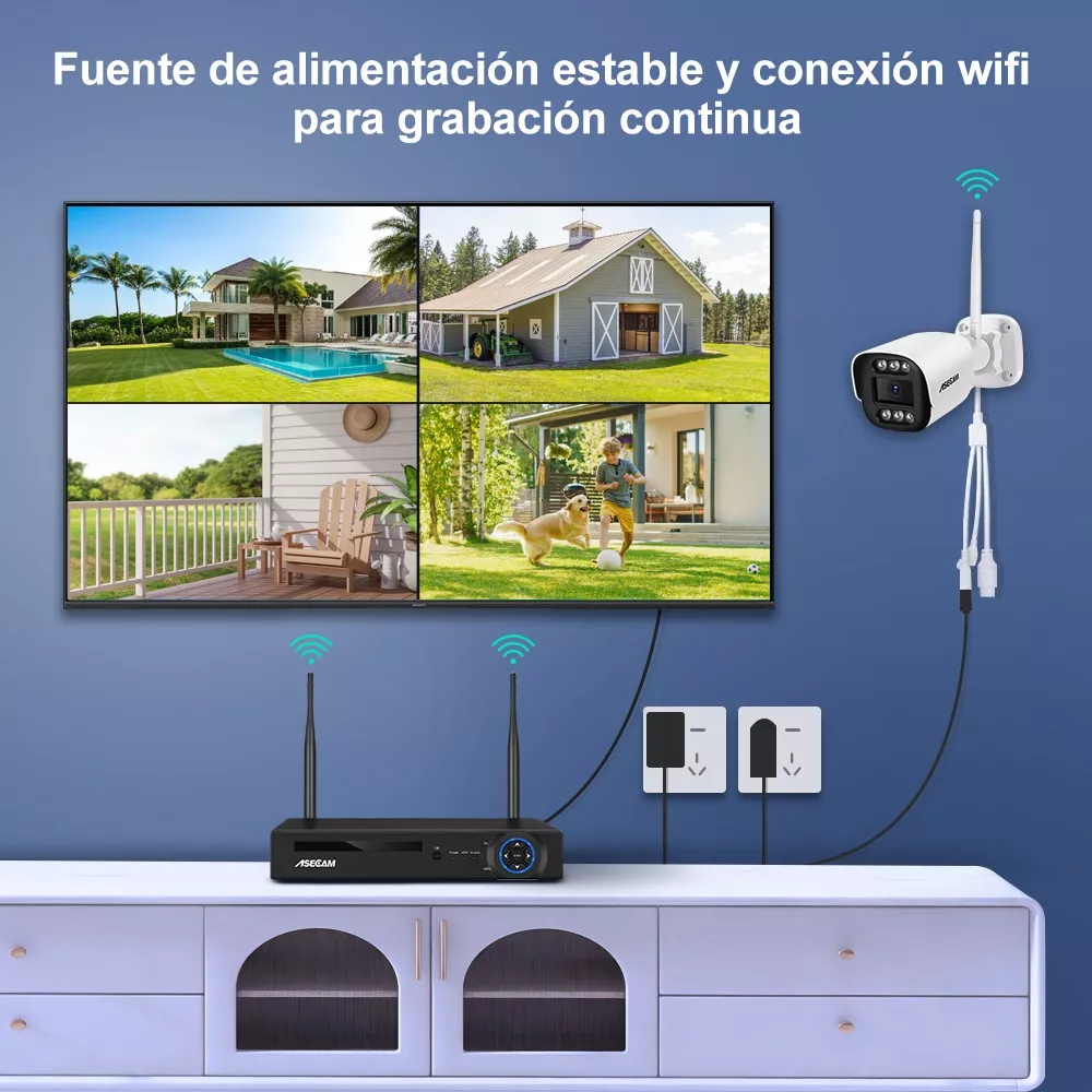 kit Videovigilancia 4 Camaras De Seguridad Wifi 4mp Nvr Cctv