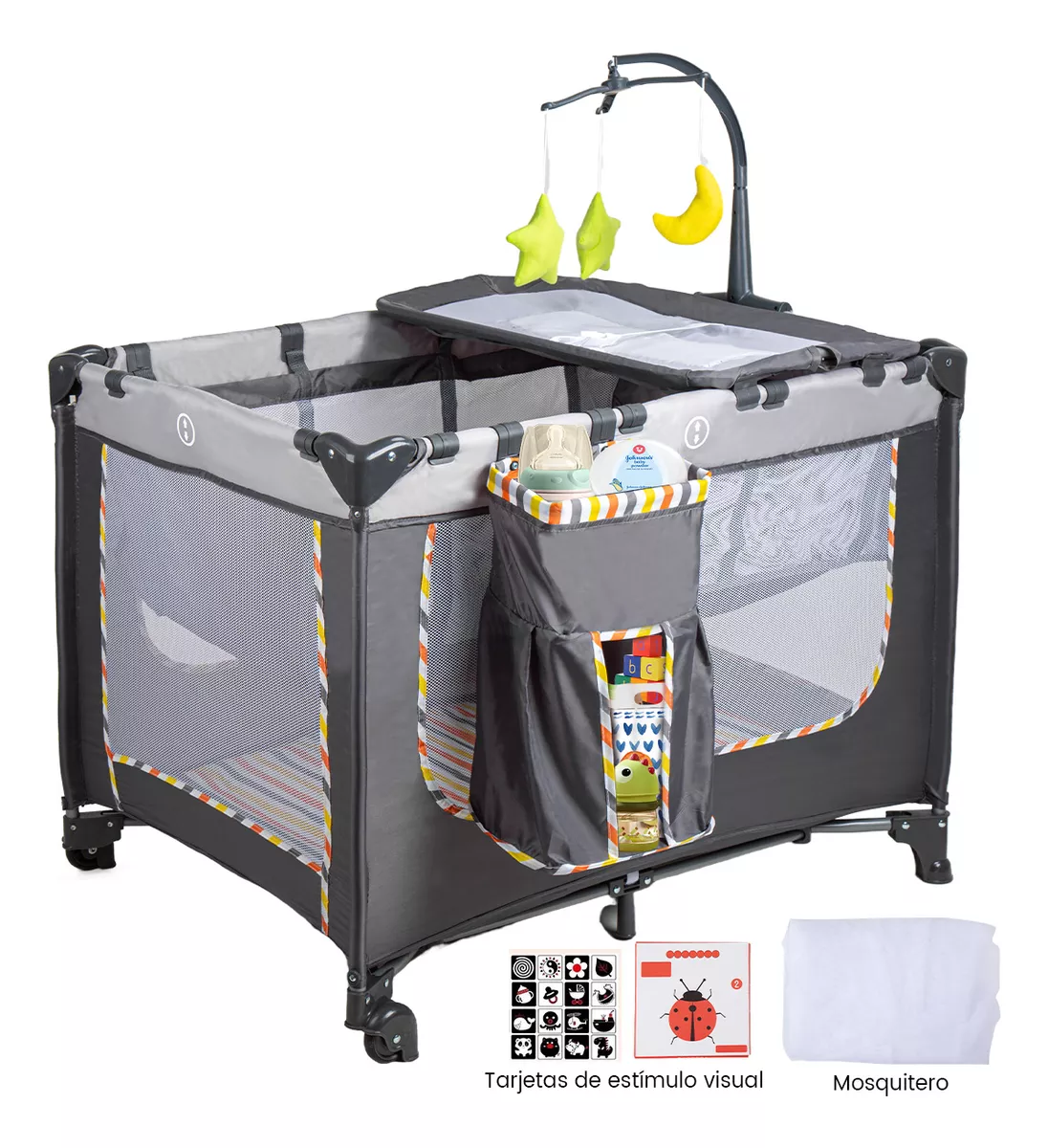 Cuna Corral Beb&eacute; 3 En 1 Plegable Con Mosquitero Y Cambiador