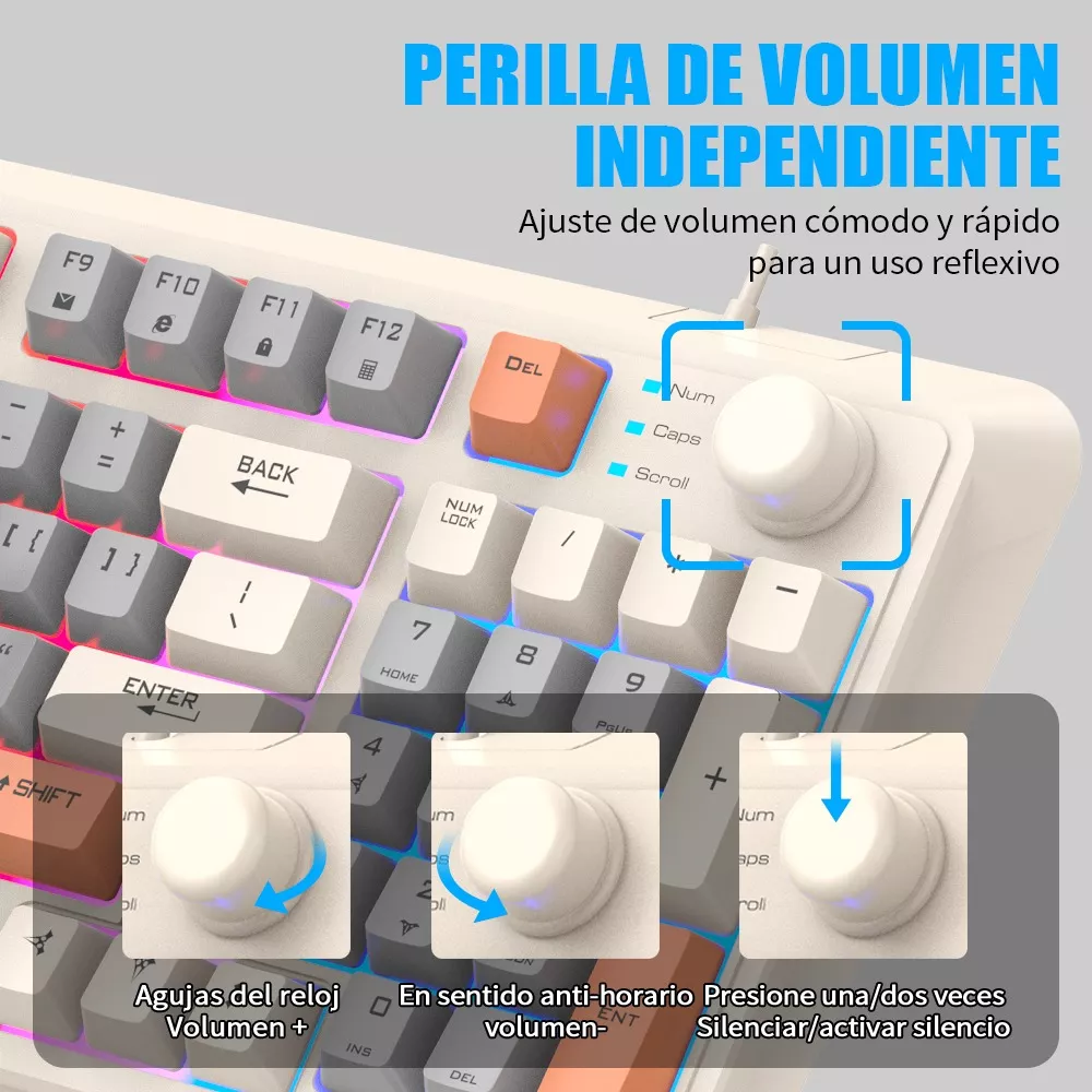 Free Wolf K820 kit De Teclado Y Mouse En Español Con Cable Mouse Blanco Teclado Blanco