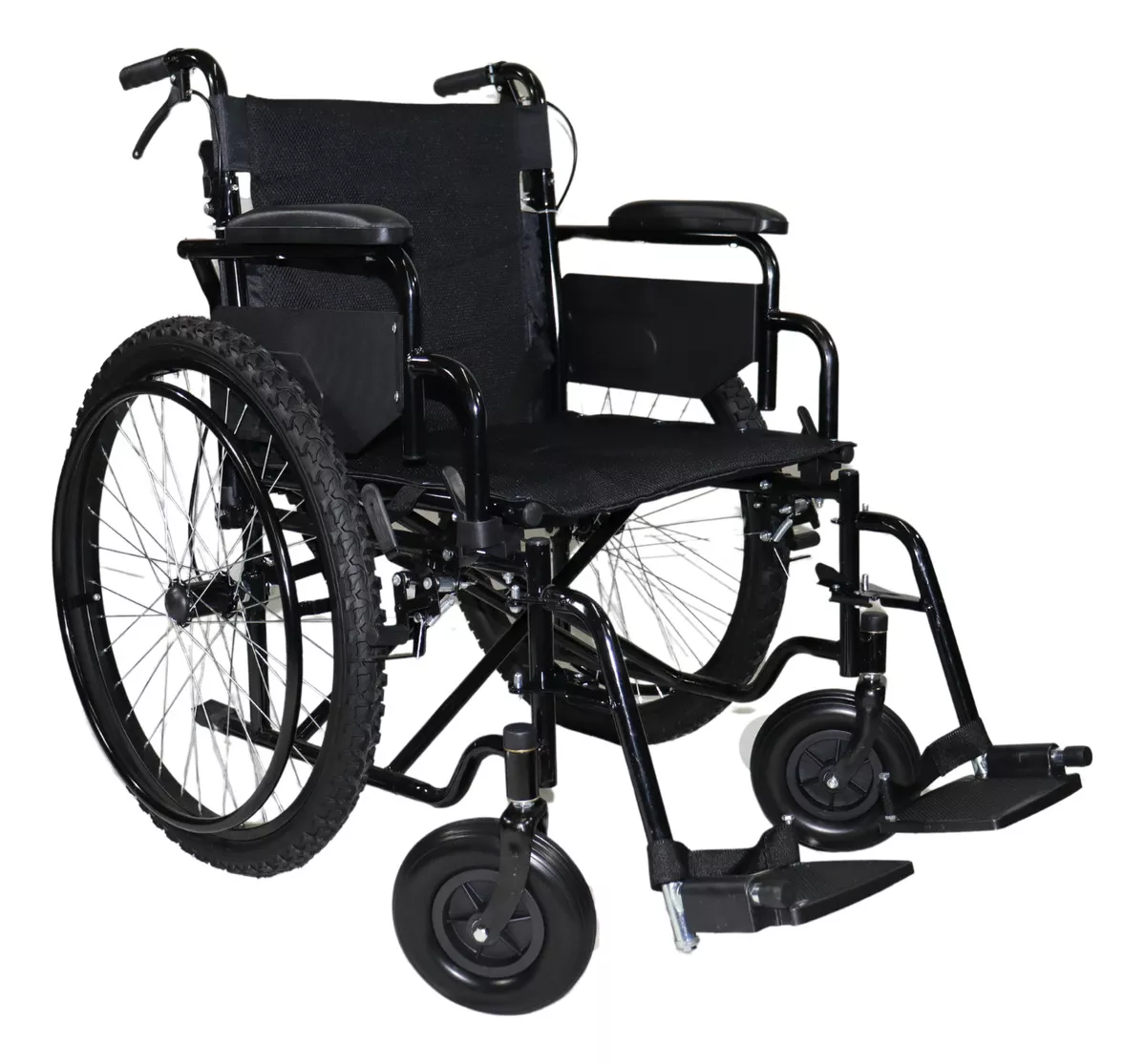 Silla De Ruedas Todo Terreno Lujo Descansapies Desmontables color Negro