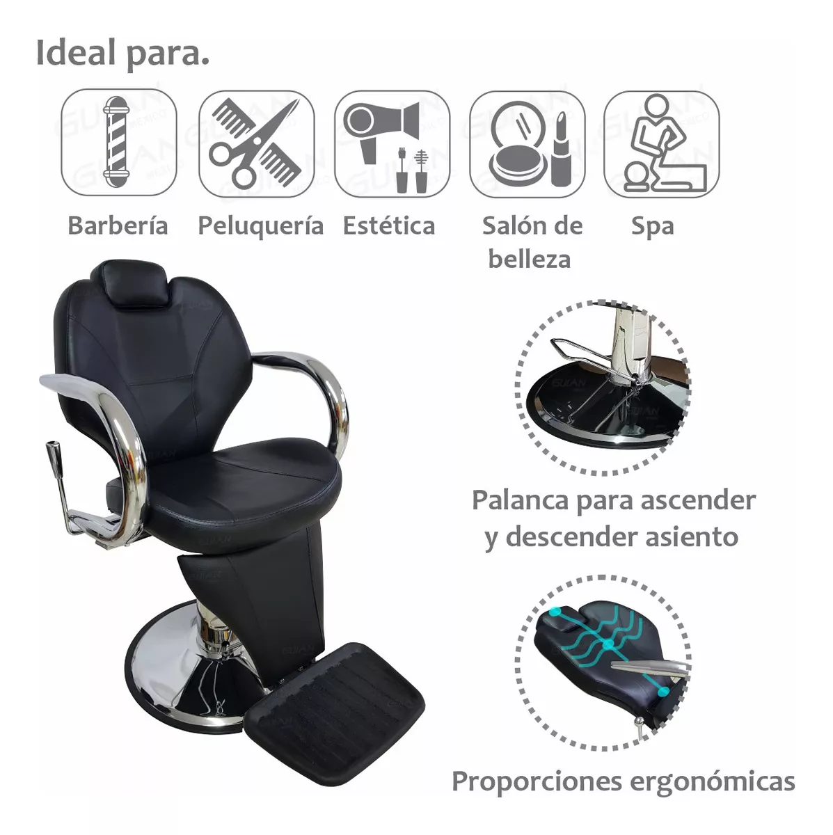 Sillon Silla Barbero Peluqueria Estetica Salon Belleza