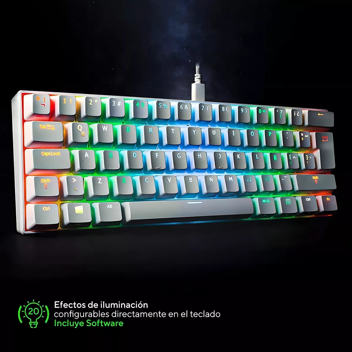 Teclado Gamer Mecanico VSG Mintaka Switch Rojo RGB Negro Qwerty Español Latinoamérica