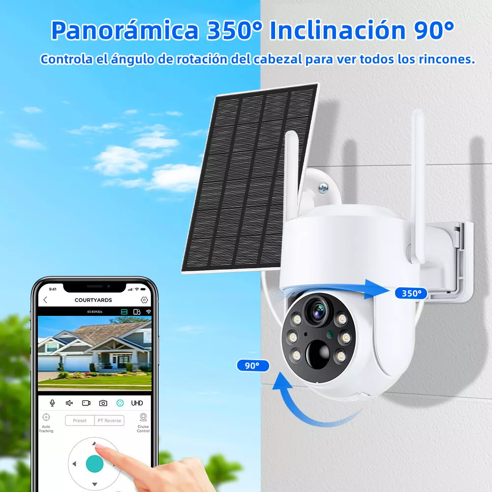 Cámara De Seguridad Solar Baterías Hd Wifi Visión Alarma