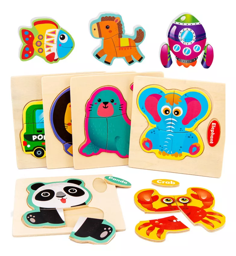 20 Rompecabezas Madera Figuras Surtidas Ni&ntilde;os Juguete Puzzle