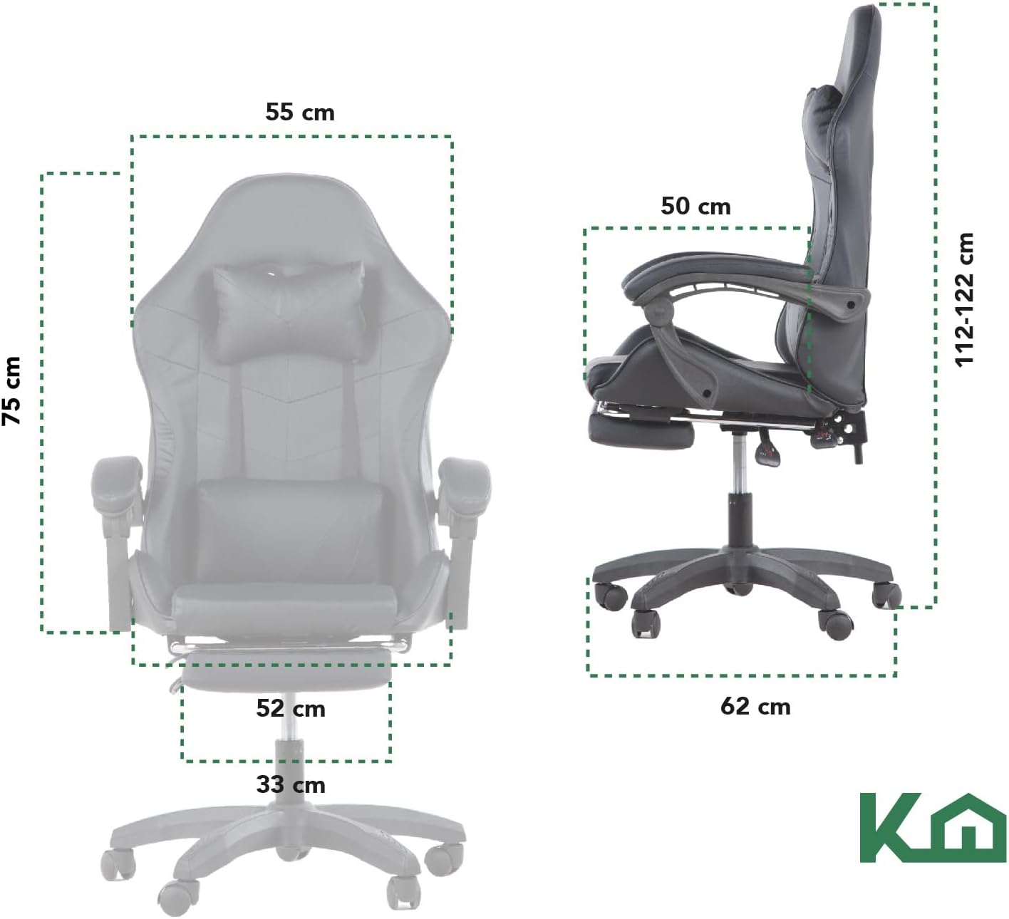 Kingshouse | Silla ergonómica reclinable para juegos