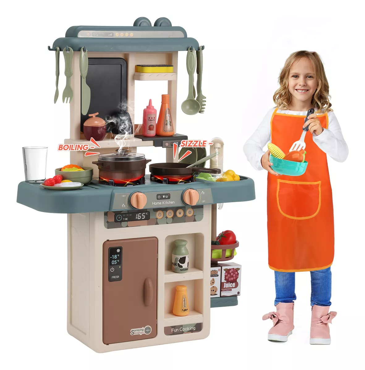 43pcs Cocina Juguete Regalo Para Ni&ntilde;os Con Niebla/sonido/luz