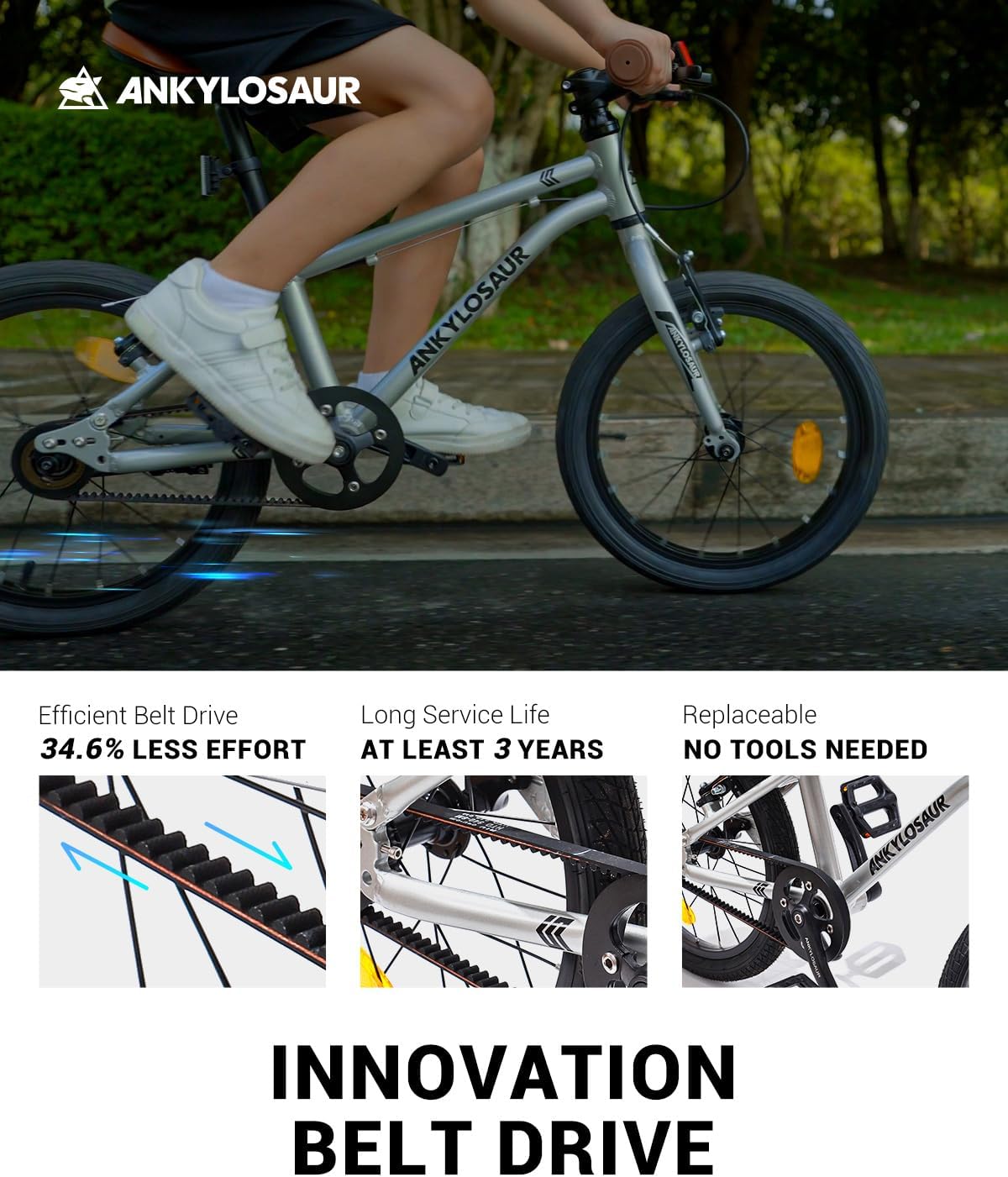 ANKLOSAUR Bicicleta infantil ligera de 16-20 pulgadas-inflador