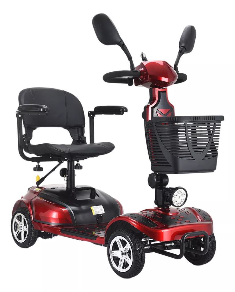 Silla De Ruedas Electrica Scooter Soporta Hasta 130kg Peso color Rojo