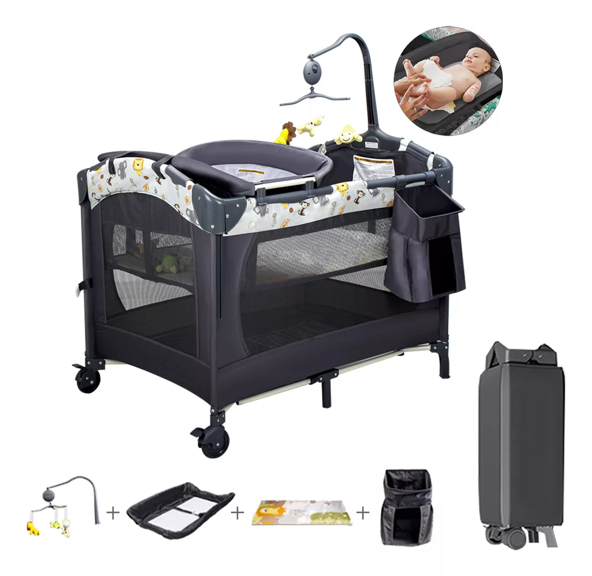 Cuna Corral Plegable Viajero Bebé Cambiador Para Exterior