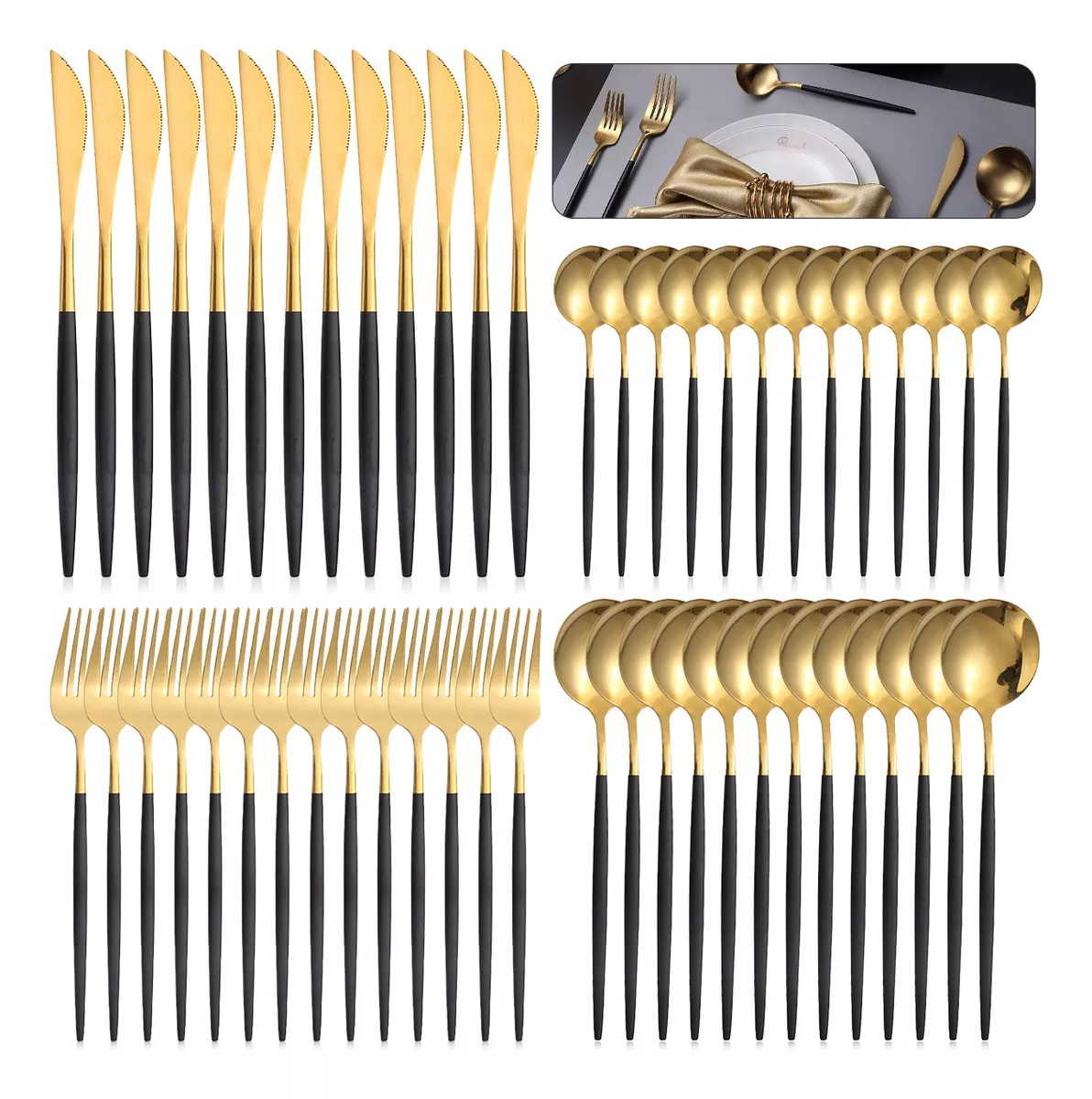52pcs Juegos De Cubiertos De Cuchillo Tenedor Y Cuchara Kits
