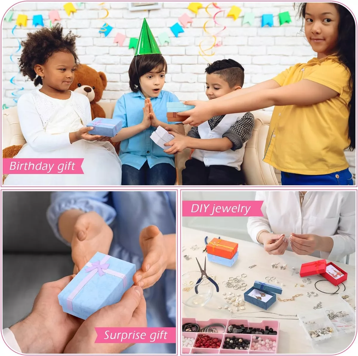 Caja De Regalo De Joyería Con Lazos, 24 Unidades