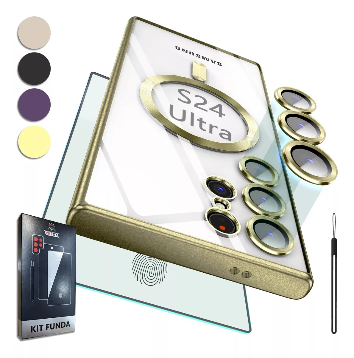 Funda S24 Ultra +kit Mica Pantalla C&aacute;mara Mate Electrol&iacute;tico