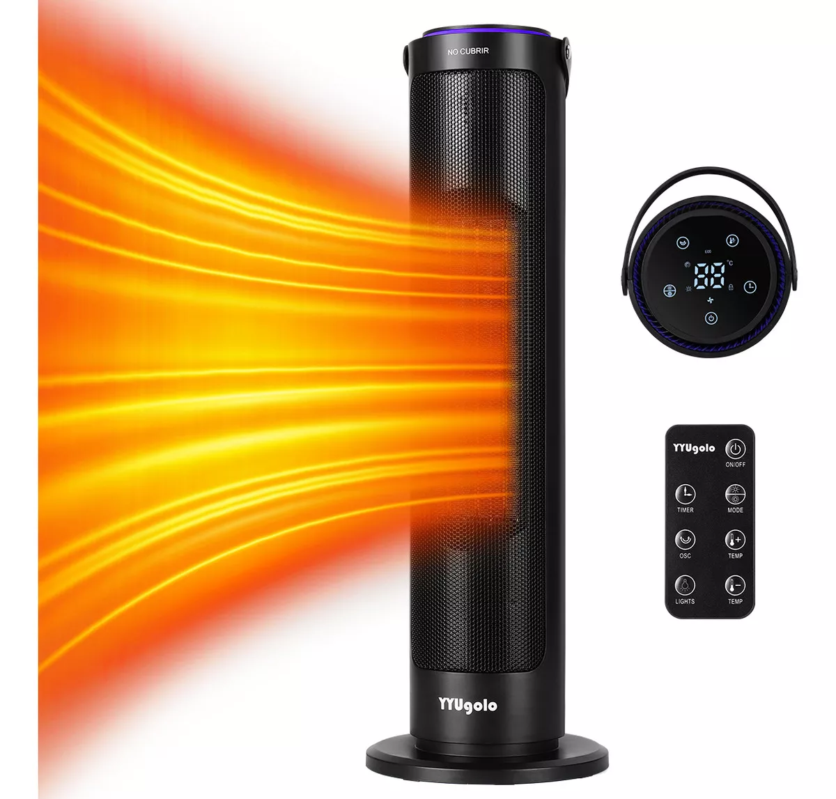 Yyugolo Calefactor El&eacute;ctrico RC-A01 De Aire Port&aacute;til 1500w Con Humidificador Calefactor El&eacute;ctrico Calentador De Aire Port&aacute;til Ventilador color Negro
