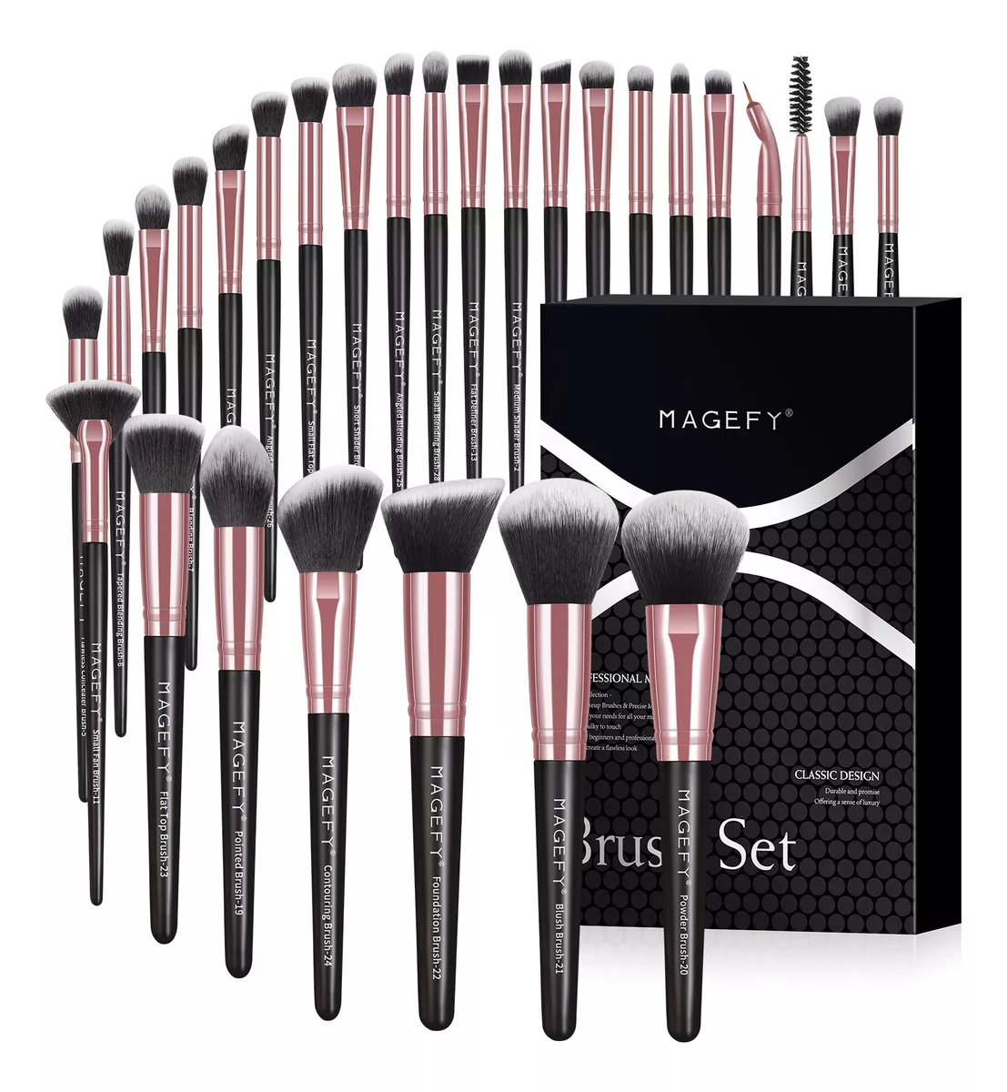 Set 28 Brochas De Maquillaje Profesional Con Estuche Brocha