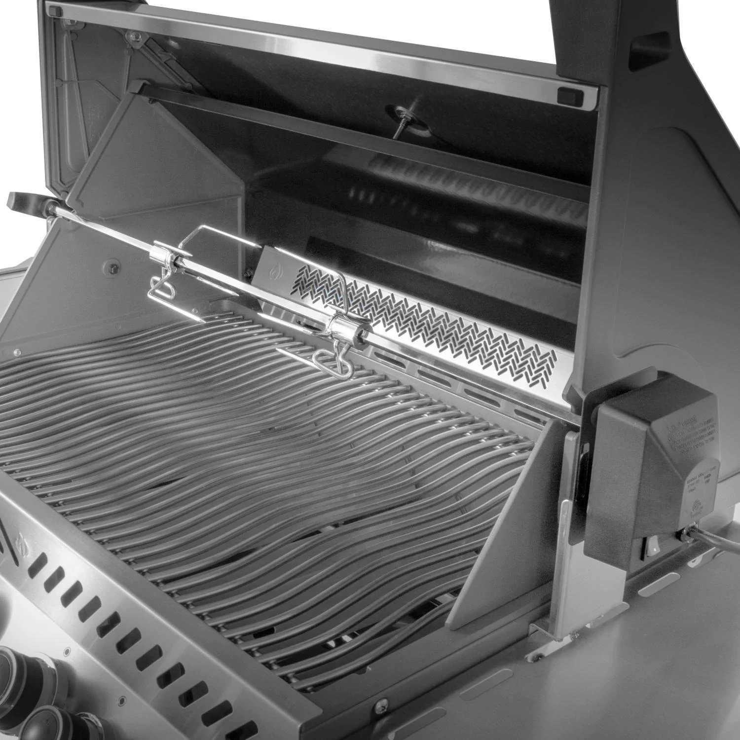 Parrilla de gas propano Napoleon Prestige 500 con quemador trasero infrarrojo y quemador lateral infrarrojo y kit de asador-P500RSIBPSS-3