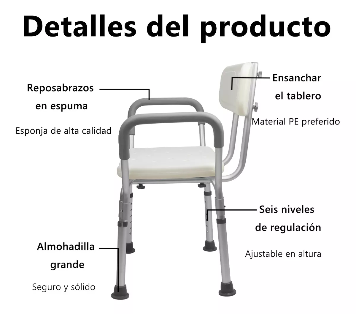 Silla De Baño Ducha Comodo Con Brazos Para Bañar Enfermos