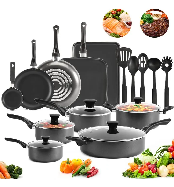 Batería De Cocina Orfeld NG3SSS 20 Piezas De Aluminio Con Antiadherente color Negro
