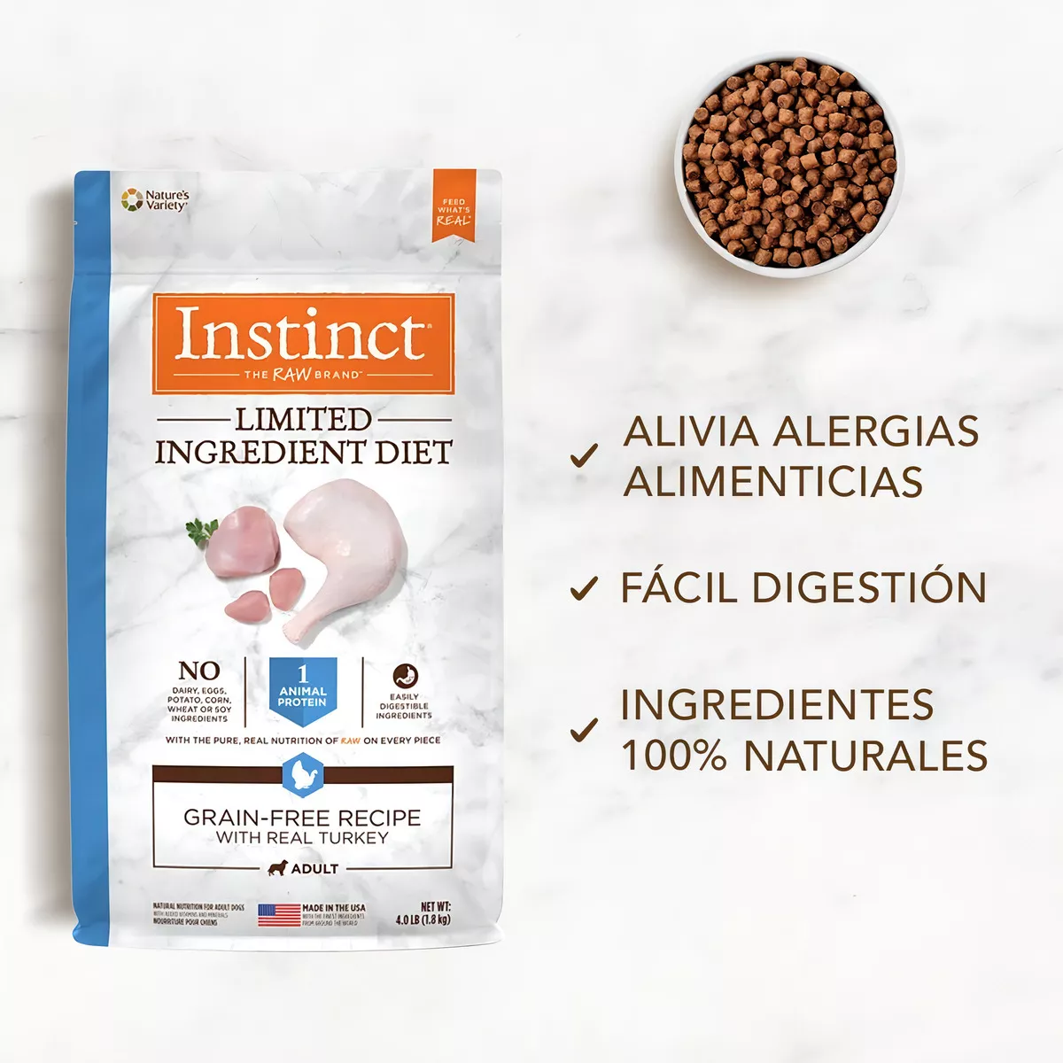Nature's Variety Instinct Limited Ingredient Diet Perro Adulto-Todos los tamaños-Pavo-10 kg-Bolsa-Seca
