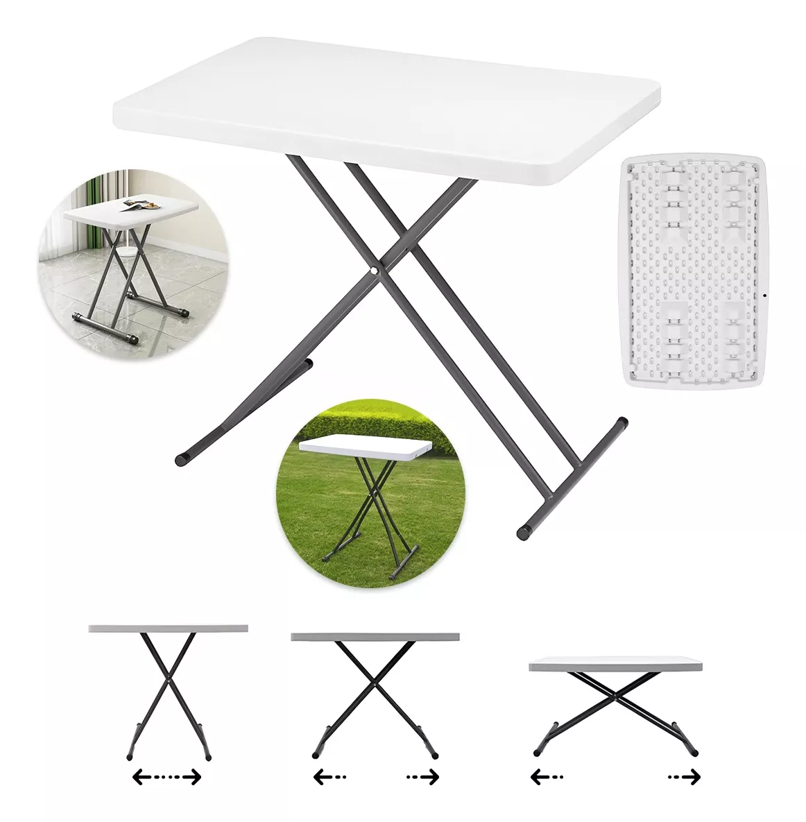Mesa De Servicio Chica Plegable 8 Elevaciones 76cm X 50cm