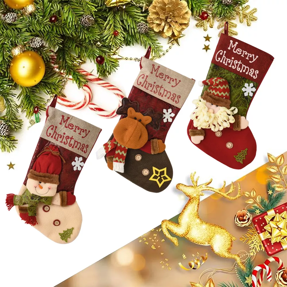 Botas De Navidad Para Colgar, 3pz, Para Decoraci&oacute;n Navide&ntilde;a
