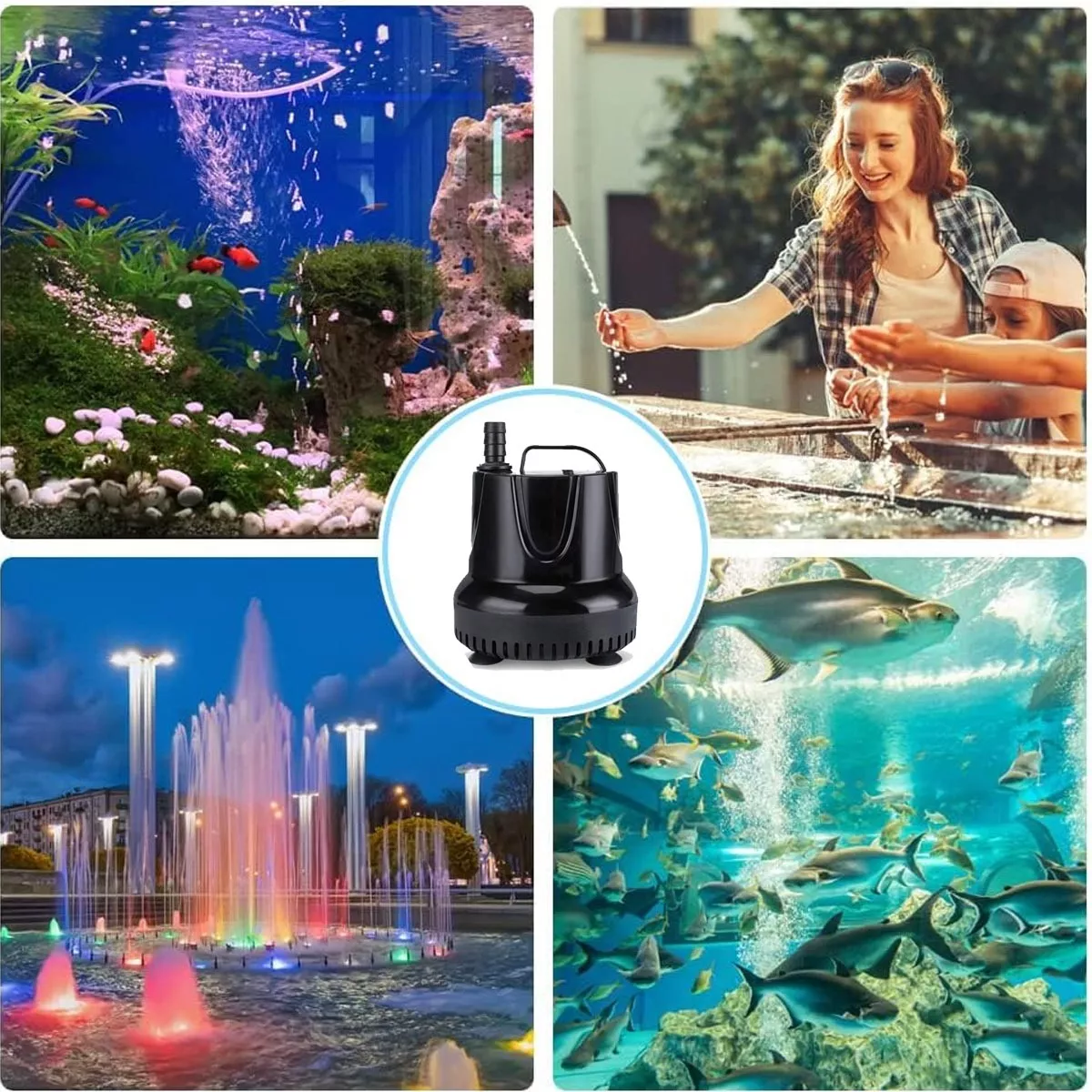 3.5m Bomba De Agua Sumergible Fuente Pecera Acuario 3500l/h