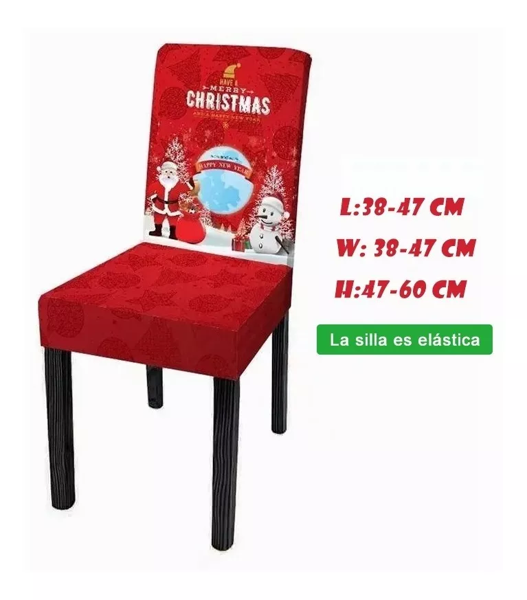 Juego De Mantel Navideño+funda De Silla Papá Noel 4pcs 1.8m
