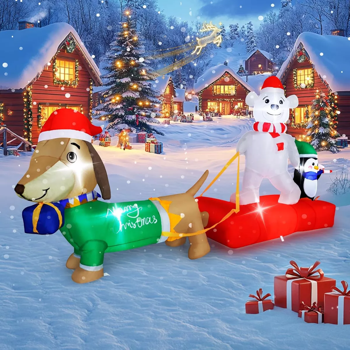 2.4m Oso Polar Inflable Navidad Trineo Para Perros Pingüinos
