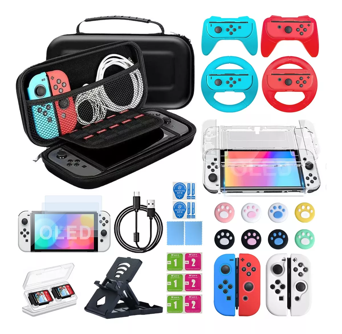 kit De 34 Accesorios Funda Para Nintendo Switch Oled Estuche