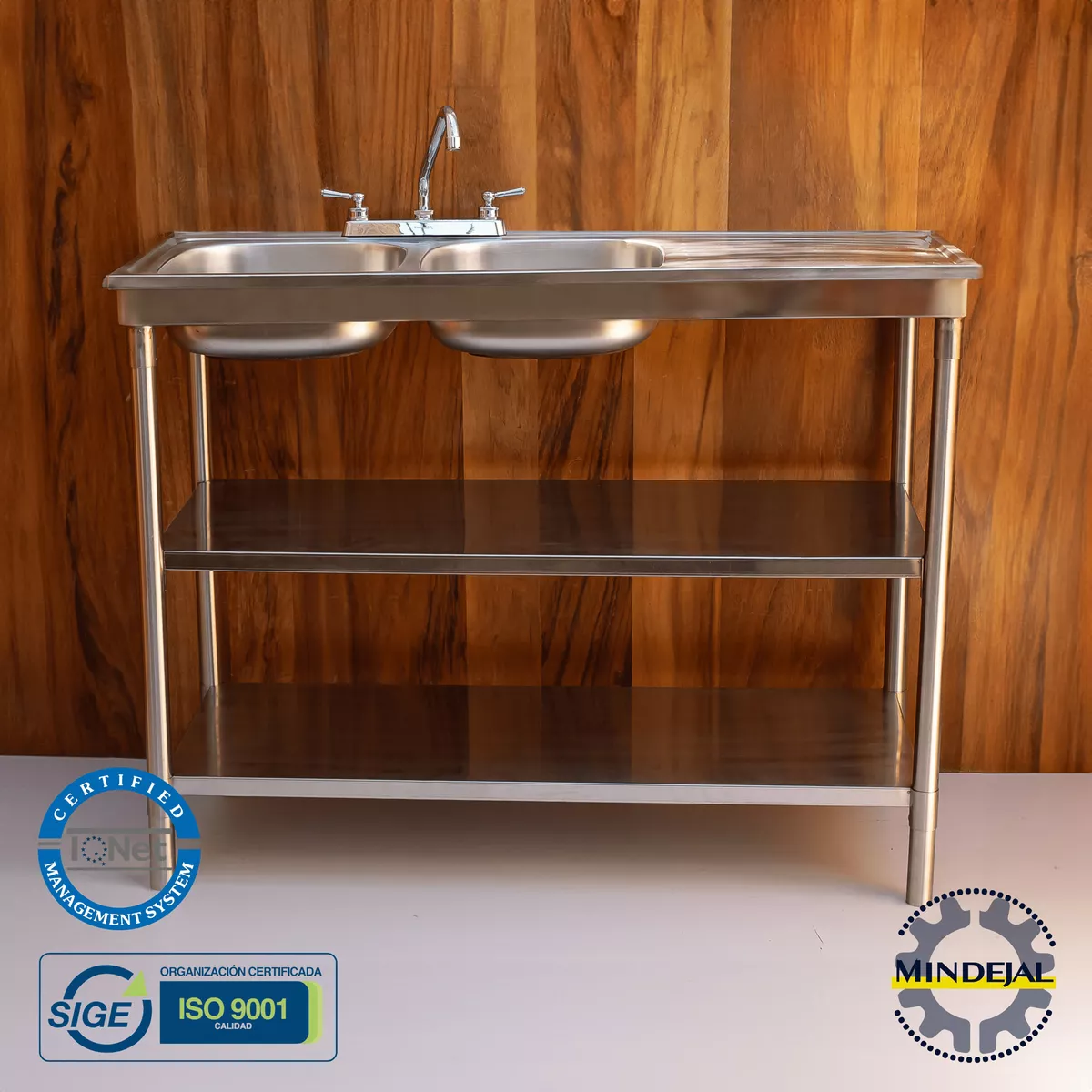 Fregadero Doble Acero Inoxidable Izquierdo 2 Entrepaños