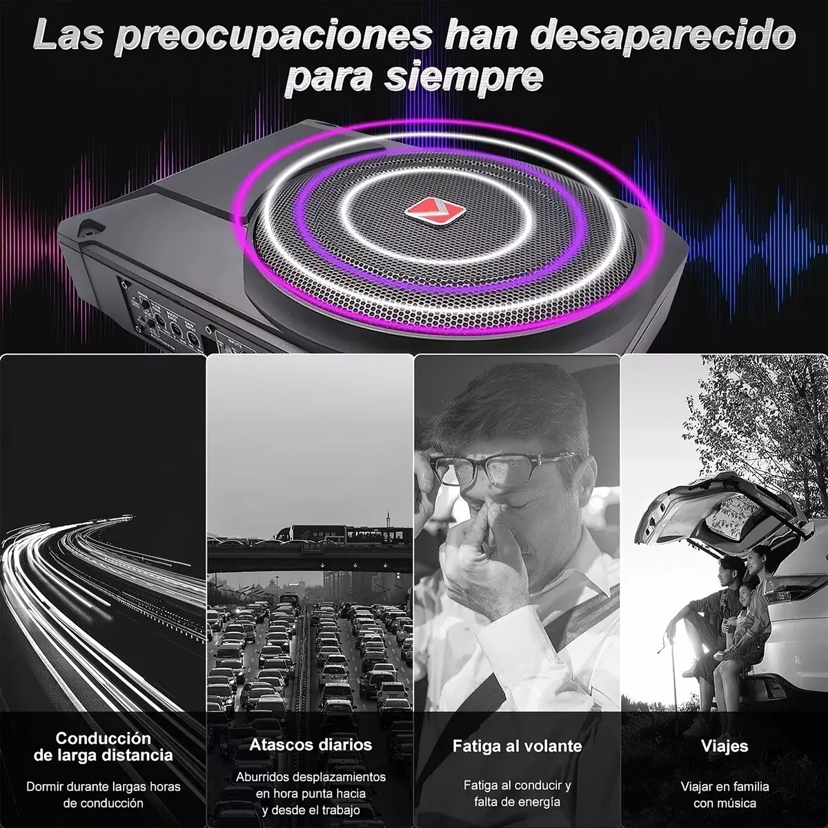 Bocina Subwoofer Amplificada 10 Pulgadas 800w Negra Para Auto/camioneta Bajos De Carro